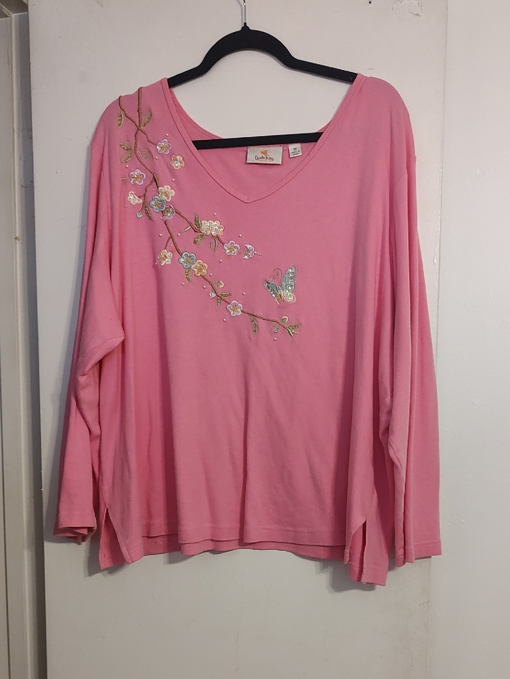 Vintage Quacker Factory Long Sleeve Embroidered Top